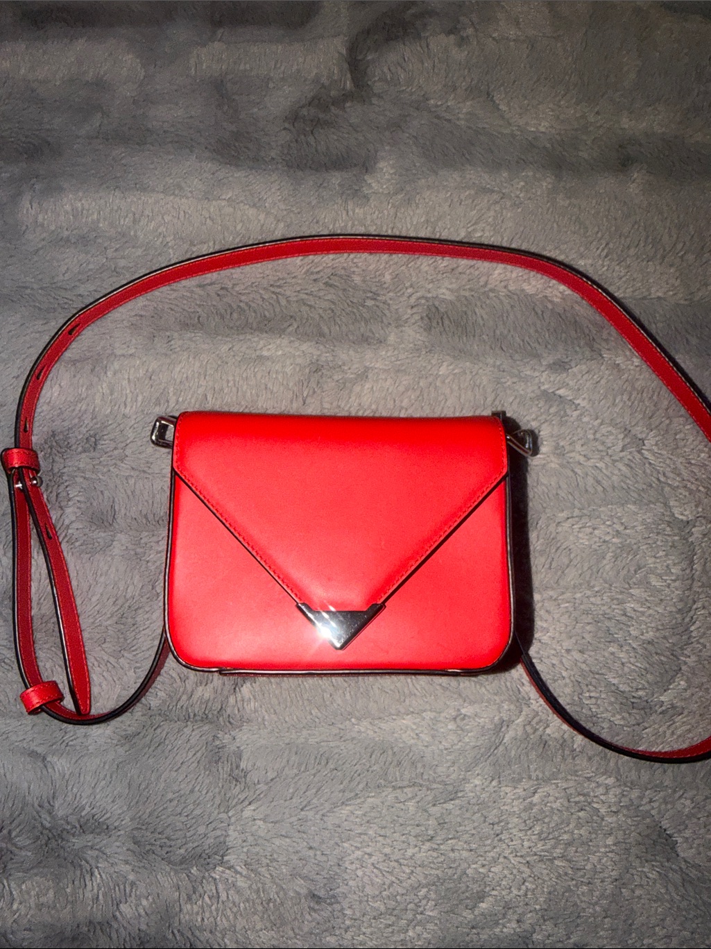 Preloved Alexandra Wang Red Crossbody Envelope Mini Bag Silver Hardware